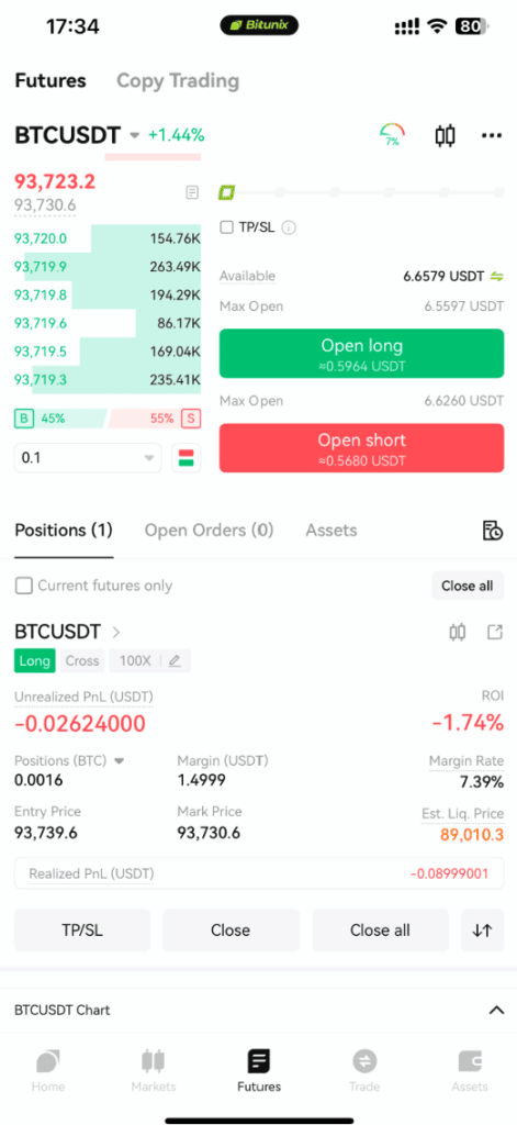تطبيق الجوال Bitunix