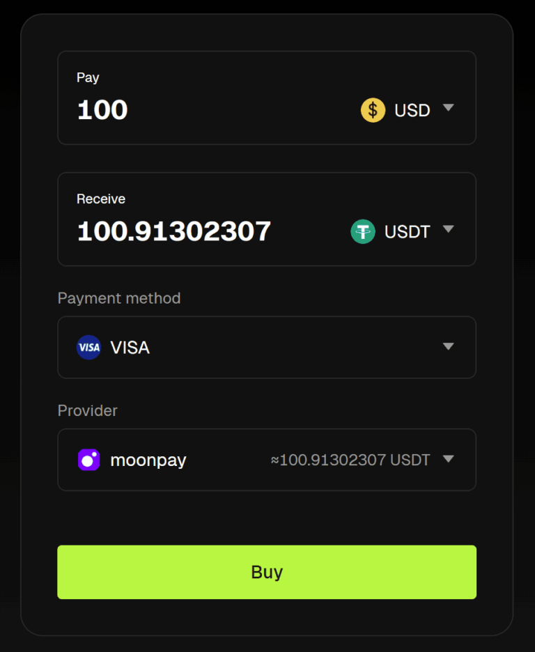 خدمة الدفع الخارجية MoonPay في Bitunix