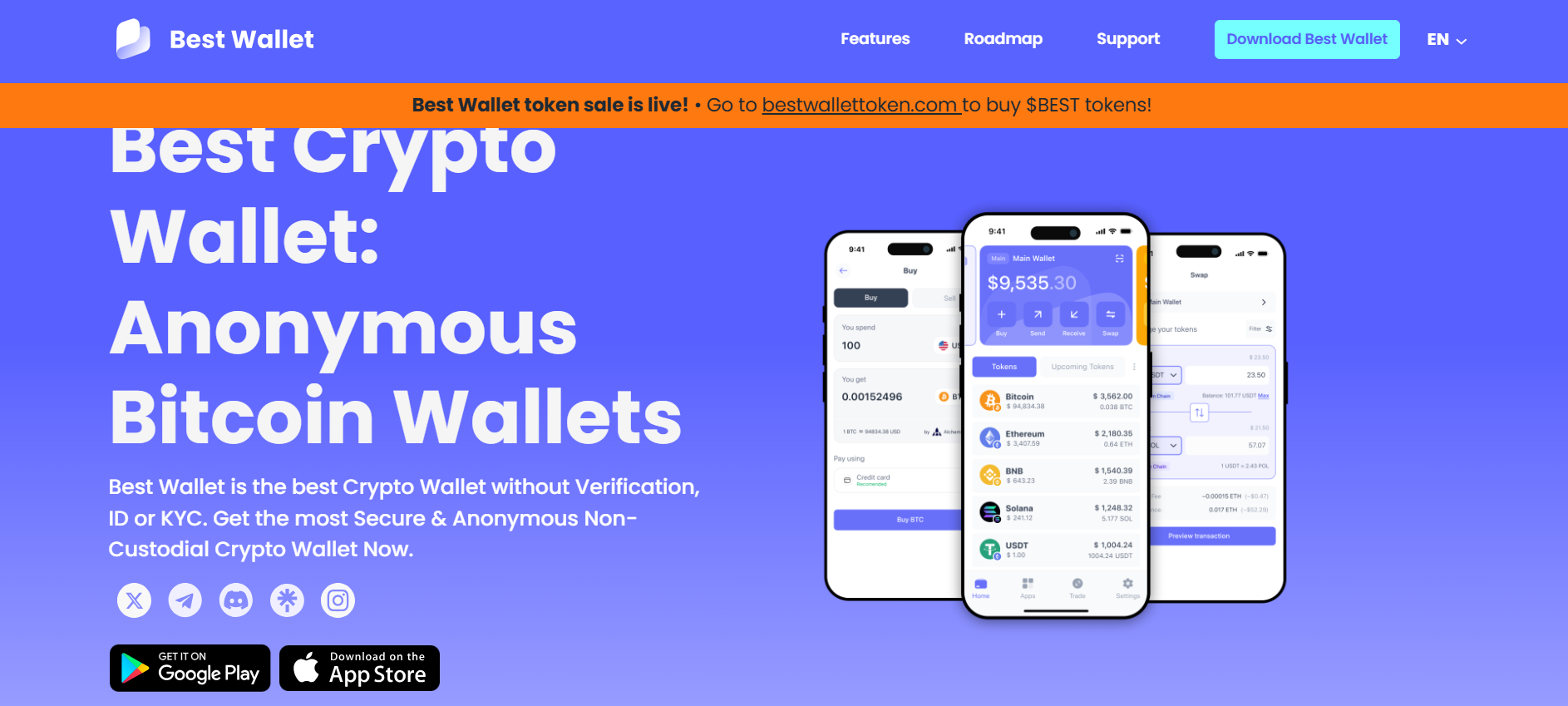 واجهة موقع محفظة Best Wallet