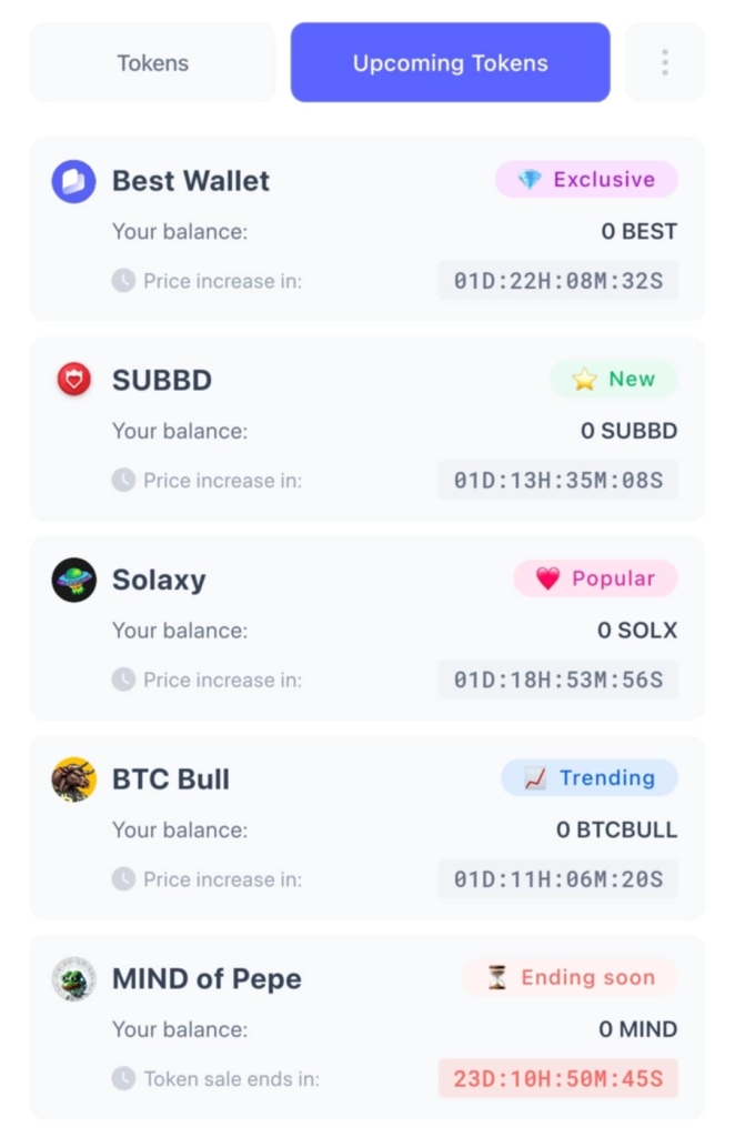بوابة اكتتاب العملات الرقمية على Best Wallet