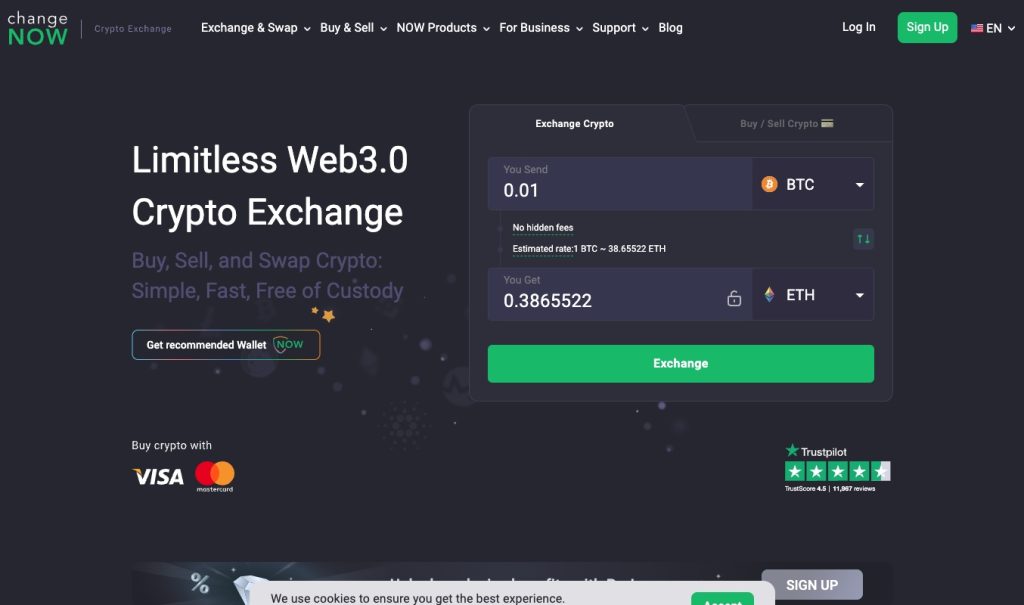 changenow бърз обмен на криптовалути