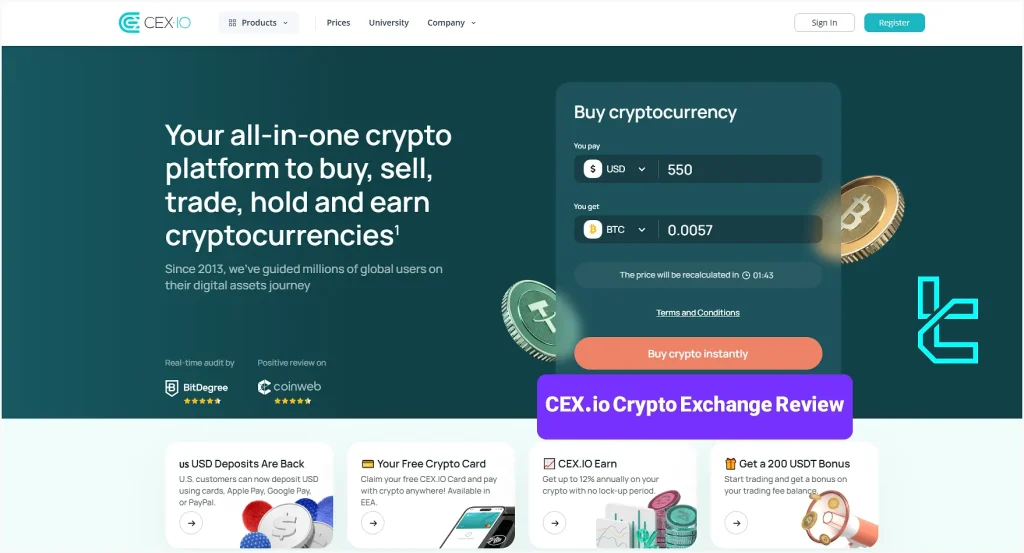 CEX.IO – Стабилна борса с поддръжка на фиат и лесни плащания с карта