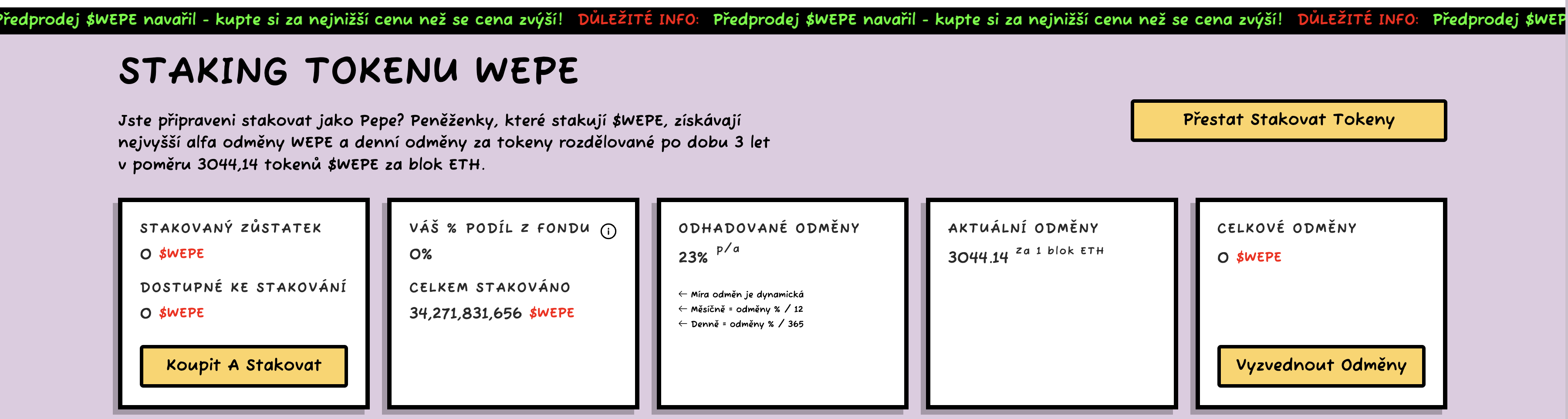 Staking tokenu $WEPE