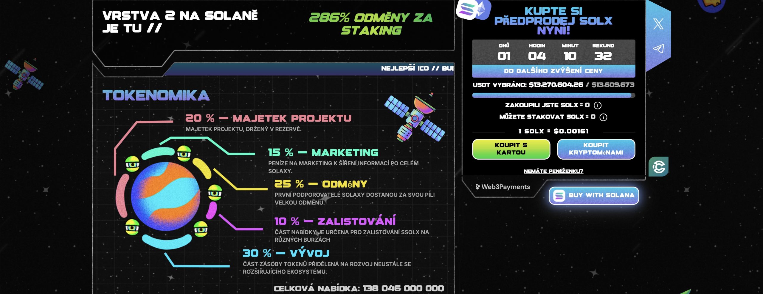 Tokenomika projektu Solaxy