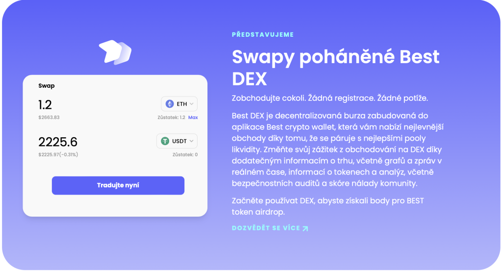 Integrovaná decentralizovaná burza Best Wallet