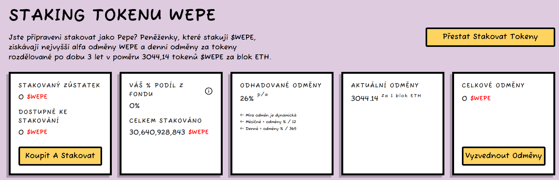 Staking tokenu WEPE