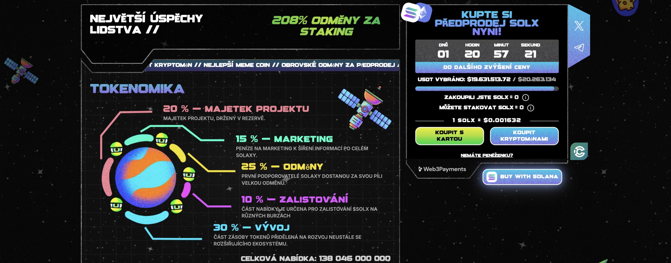 Tokenomika projektu Solaxy