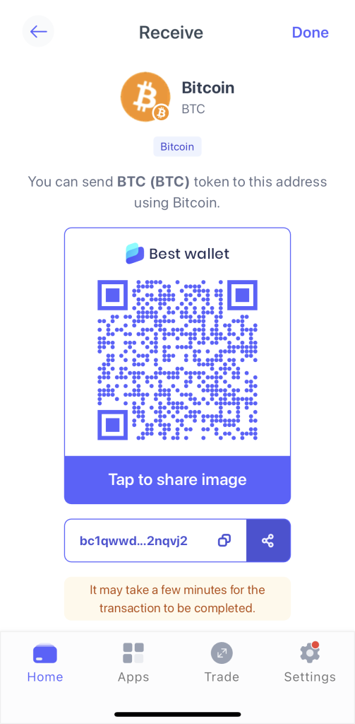 Odesílejte a přijímejte bitcoin s Best Wallet