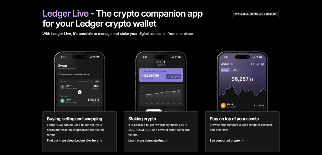 Ledger Live aplikace
