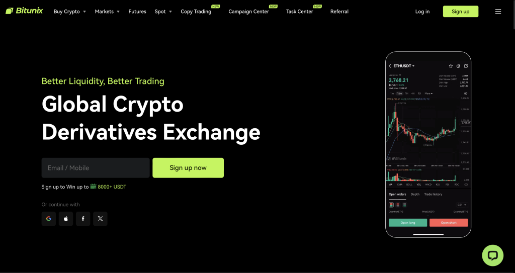 Bitunix - burza bez KYC