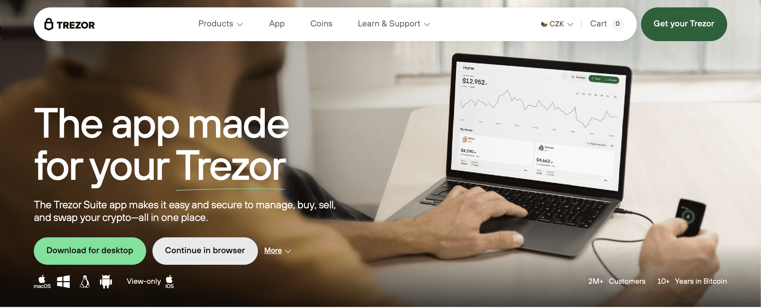 Aplikace bitcoin peněženky Trezor