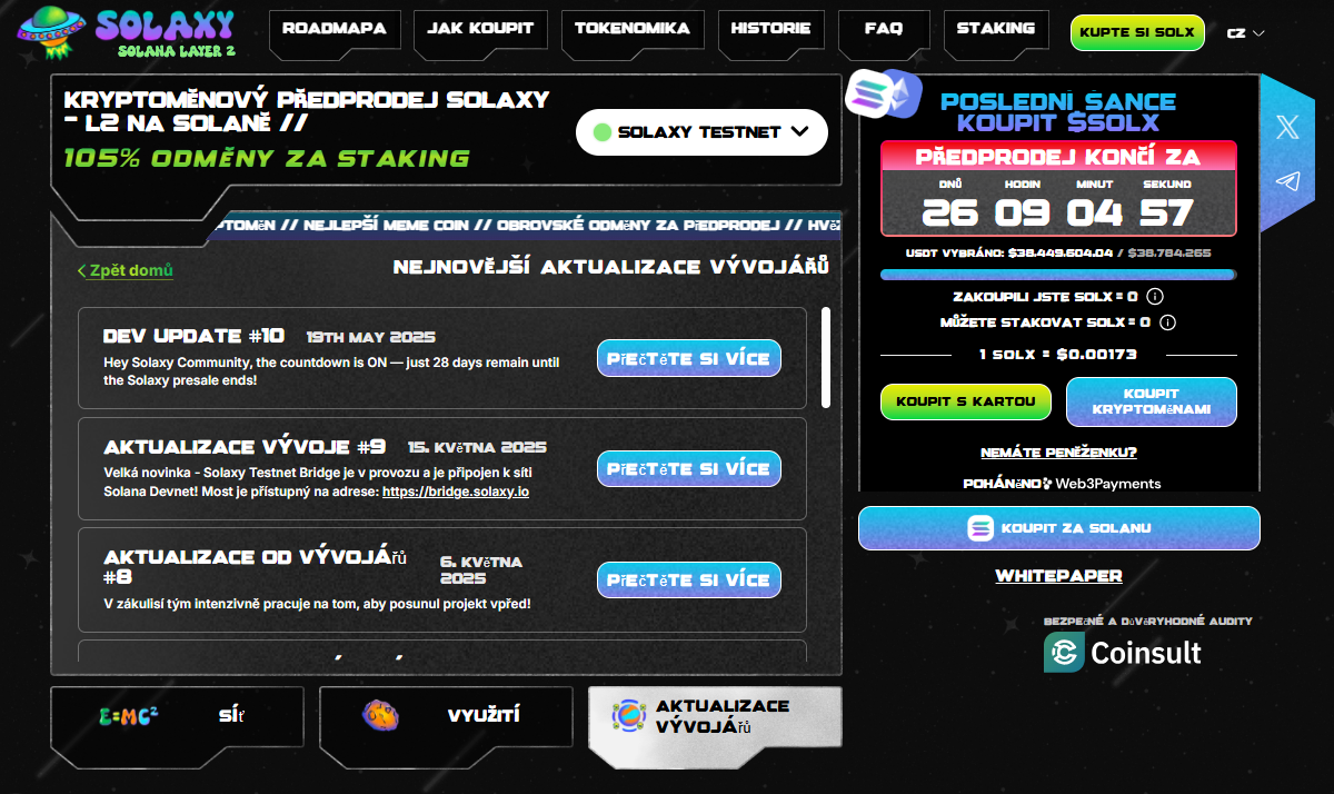 Solaxy - vývoj kryptoměny.