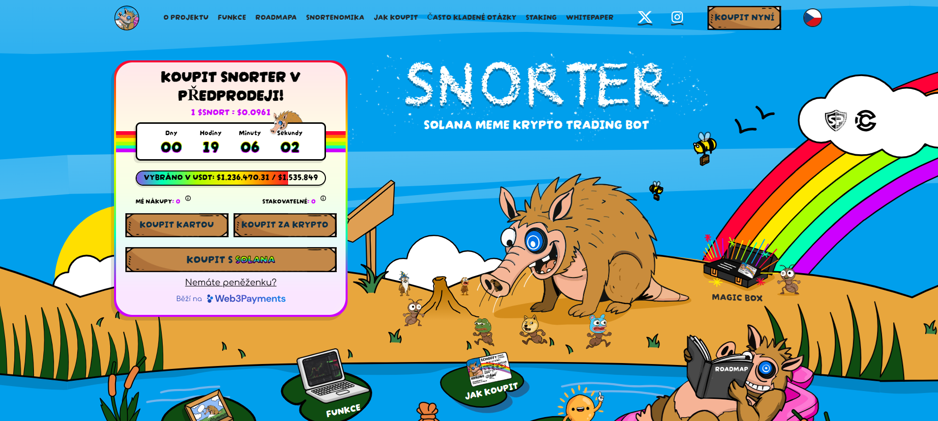 Webové stránky dlouhodobé kryptoměny Snorter Bot token