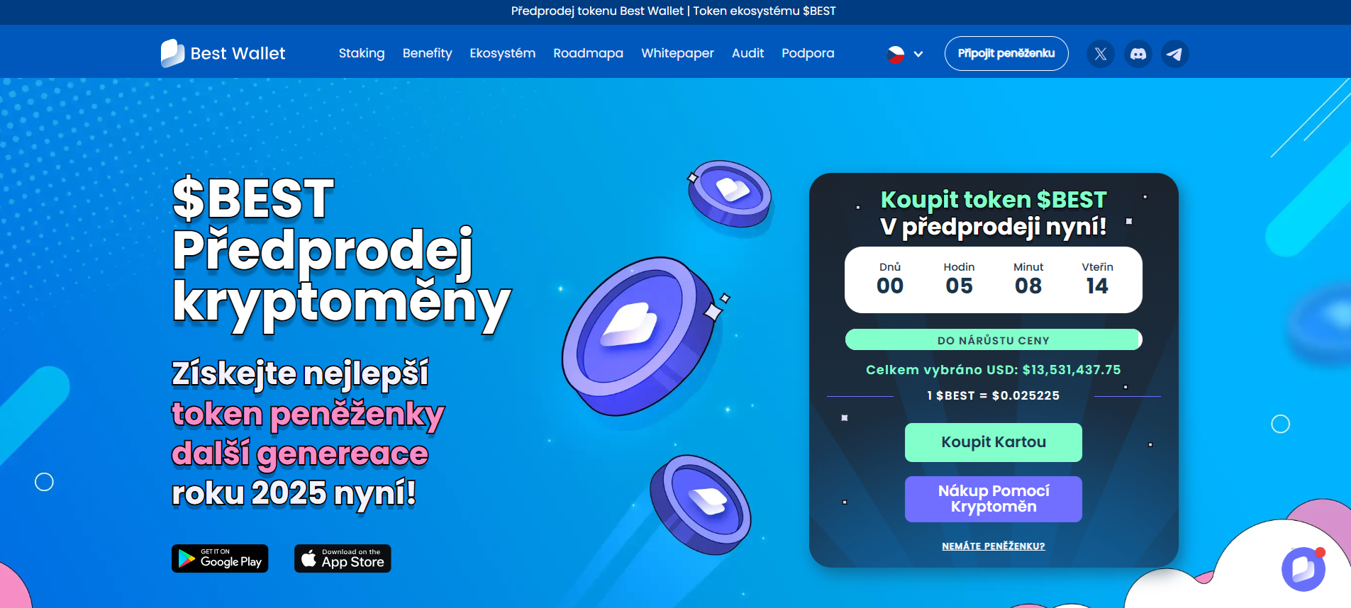 Hlavní webová stránka projekt Best Wallet token