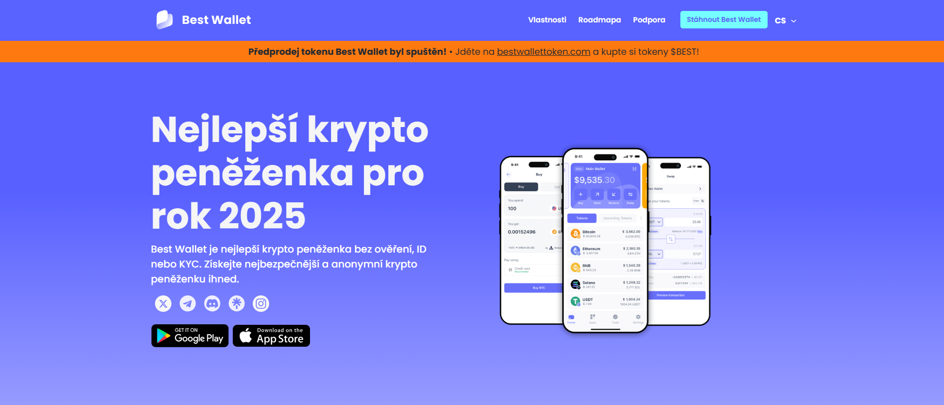 Oficiální stránky platformy Best Wallet.