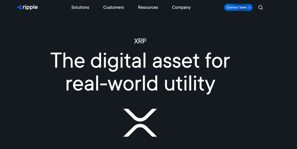 Webové stránky projektu kryptoměny XRP