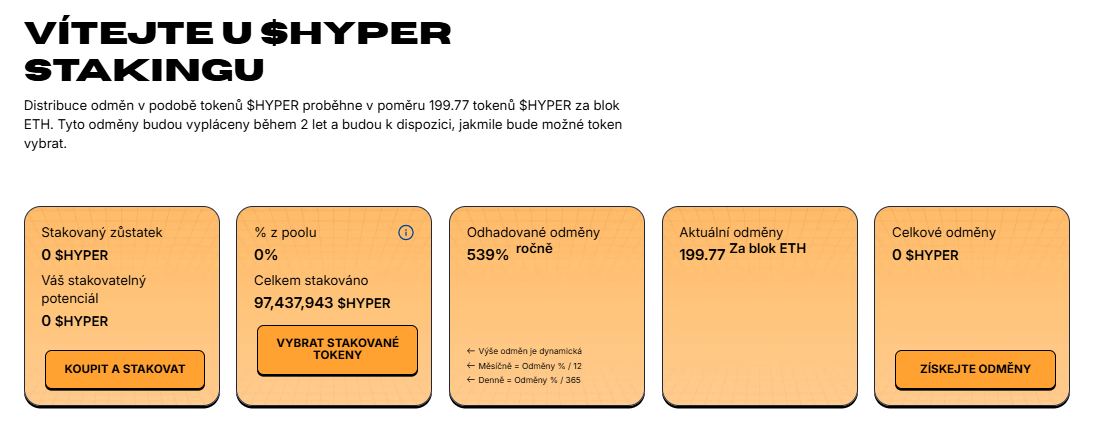 Staking tokenu $HYPER.