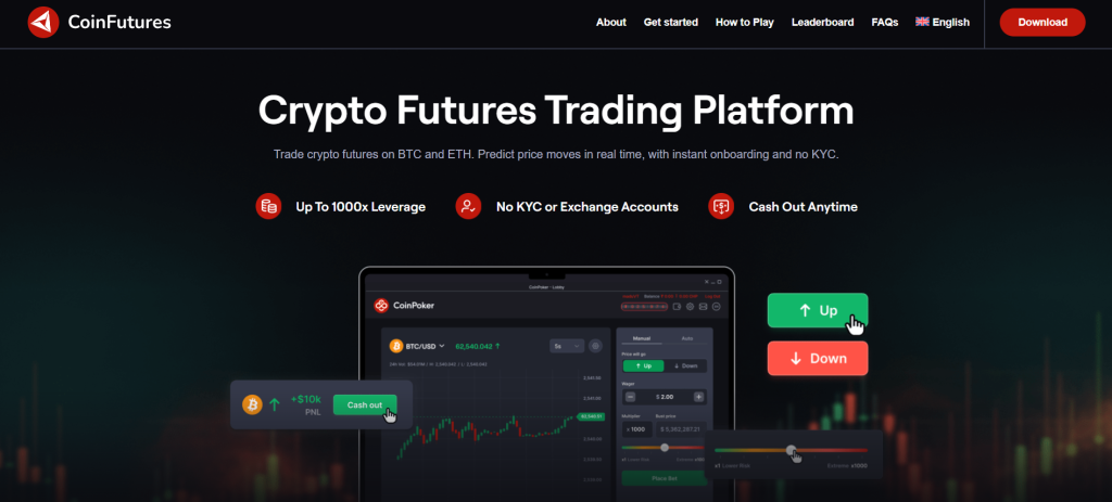 Oficiální web platformy CoinFutures