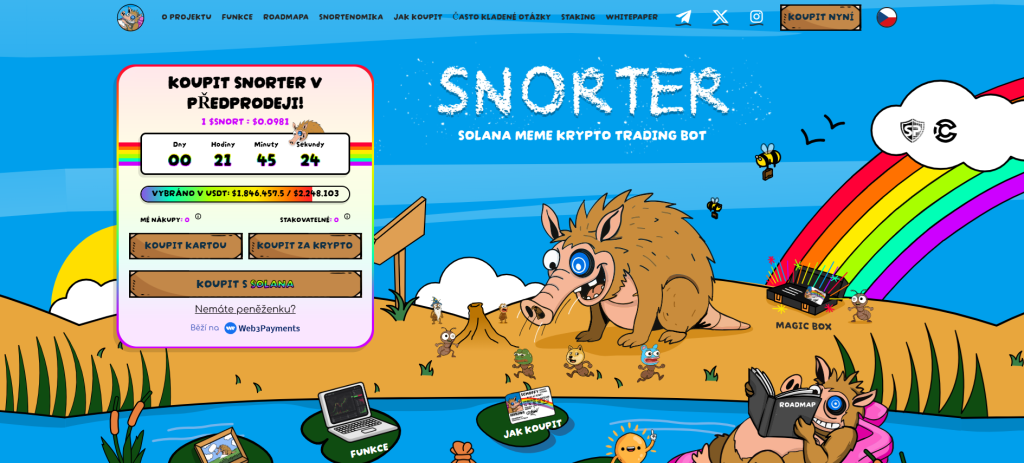 Oficiální stránky kryptoměny Snorter Bot