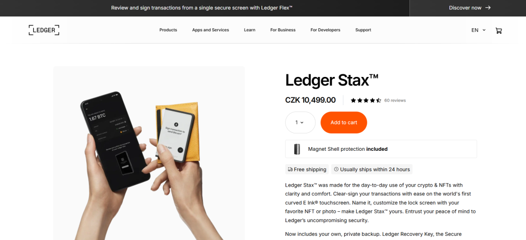 Krypto peněženka Ledger Stax
