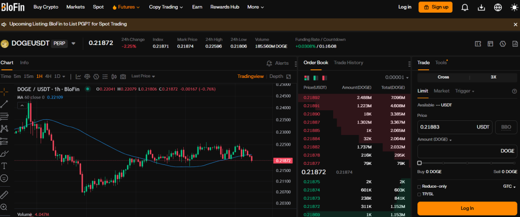 Burza BloFin - Jak koupit dogecoin