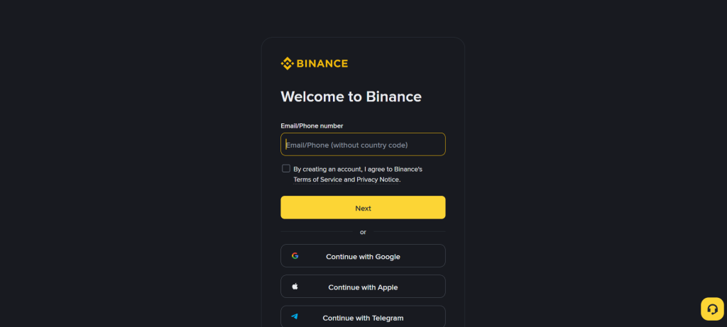 Registrace na Binance