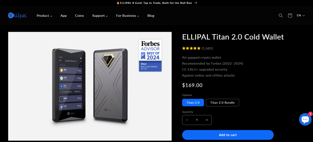 Solana peněženka Ellipal Titan 2.0