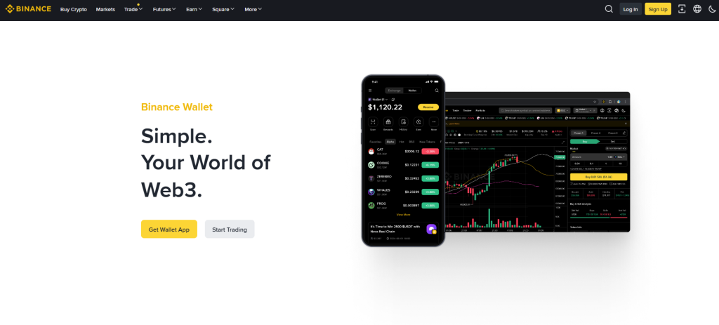 Oficiální stránky Binance wallet