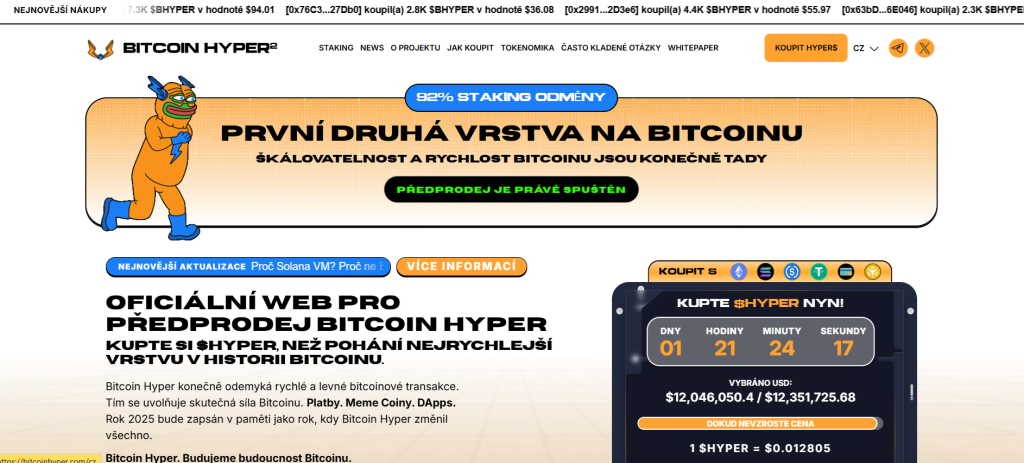Oficiální web projektu Bitcoin Hyper
