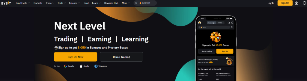ByBit homepage, jak koupit ethereum