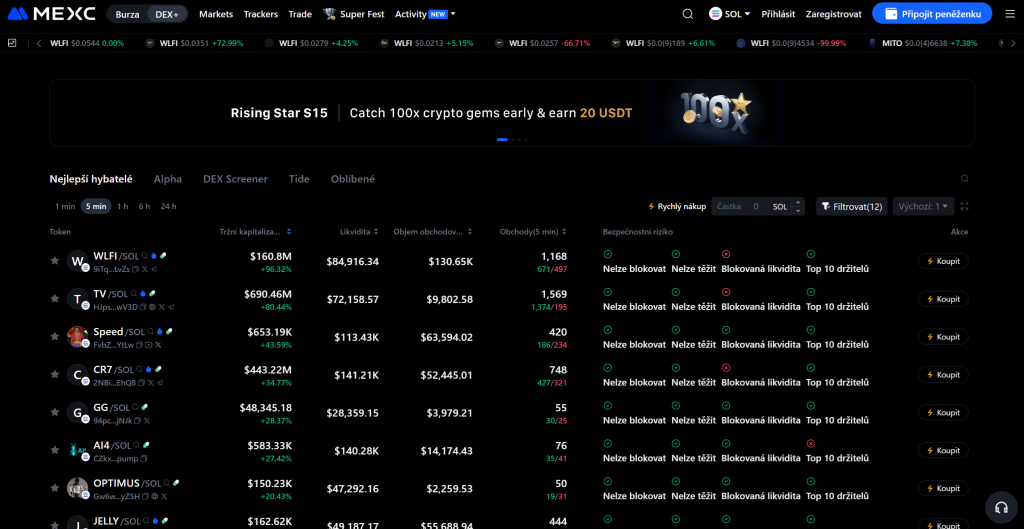 MEXC DEX decentralizovaný obchodní aggregátor