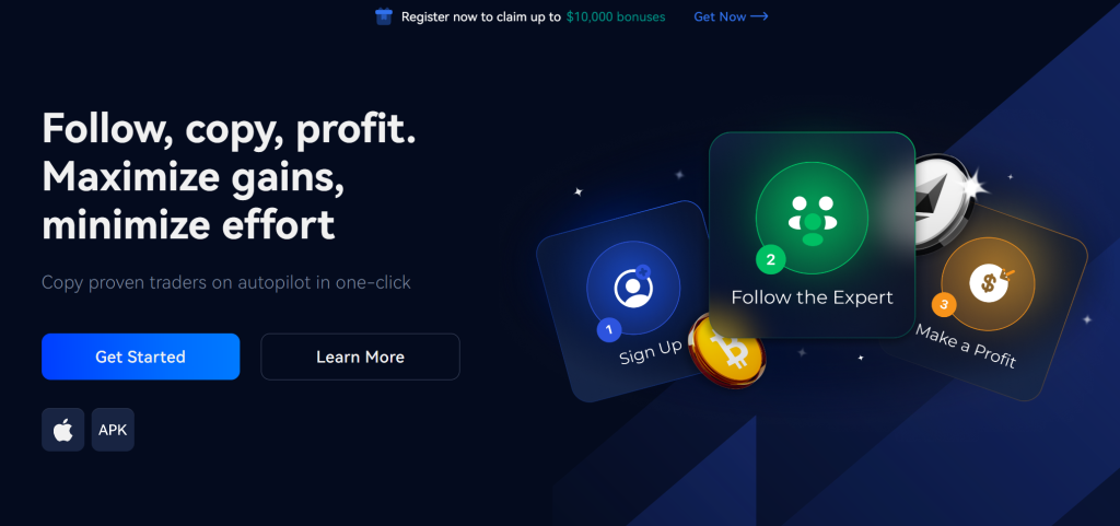 Aplikace na kryptoměny Margex - copy trading