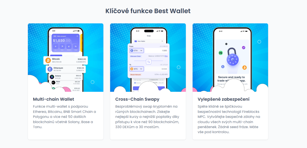 Klíčové funkce Best Wallet