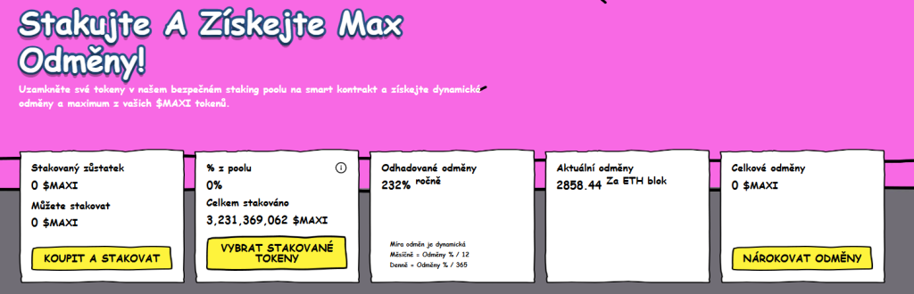 Staking Cenová predikce Maxi Doge