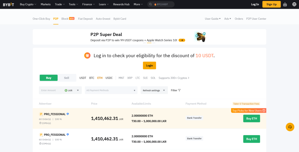 p2p tržiště na burze Bybit