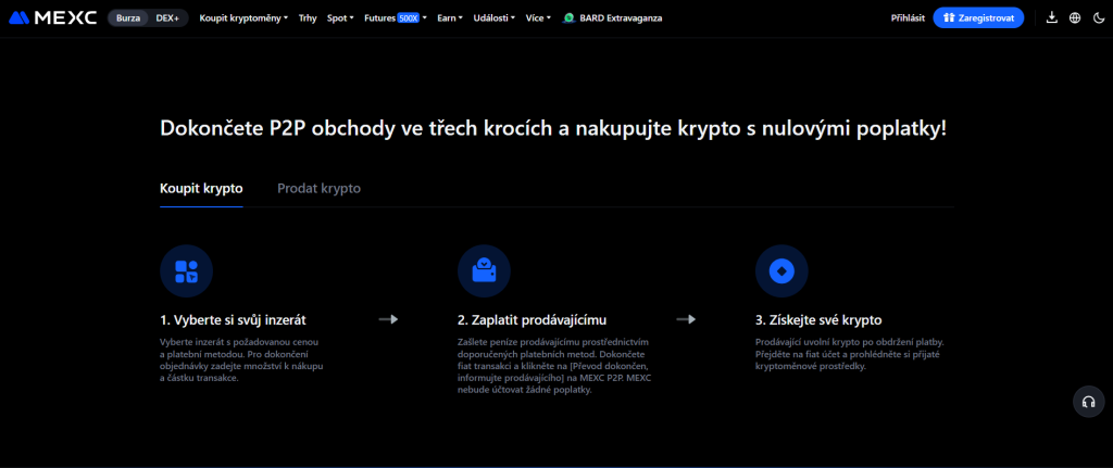 Krypto burza MEXC a její P2P modul