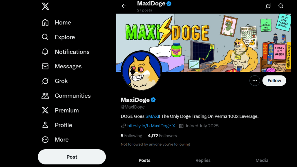 Maxi Doge a jeho účet na X