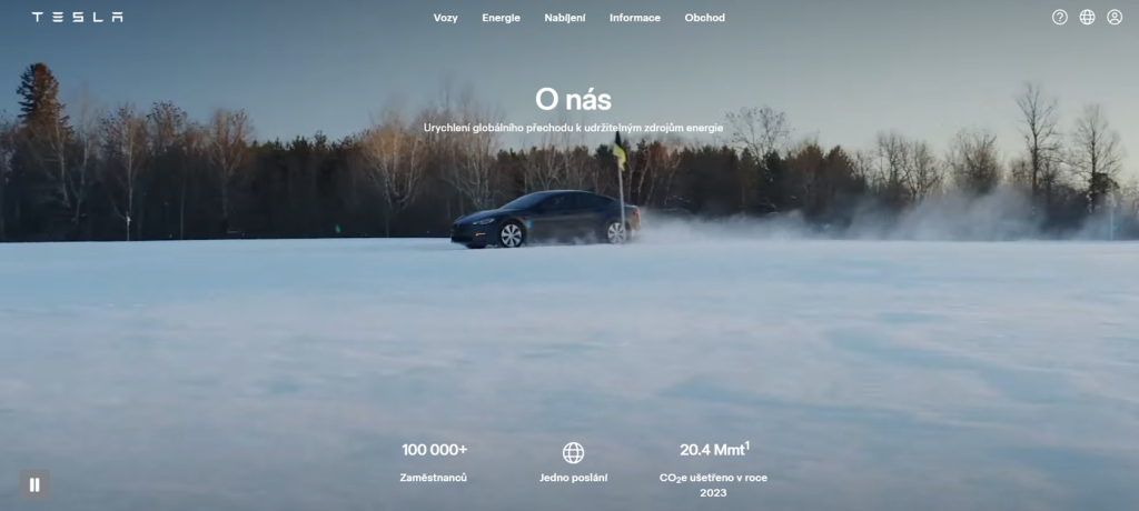 Oficiální web Tesla