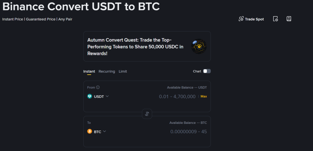 Binance convert modul
