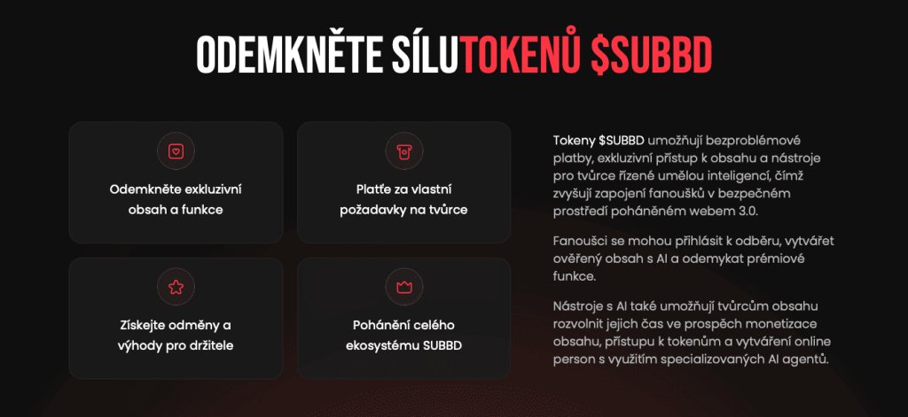 Benefity tokenů SUBBD
