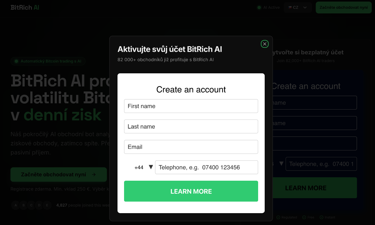 Aktivujte svůj účet BitRich AI