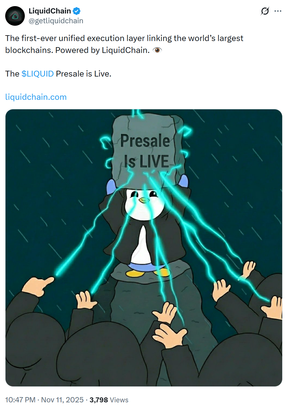 LiquidChain Presale Announcement on X