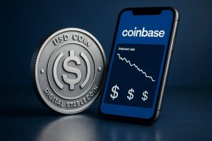 Fotorealistische Bitcoin-Münze vor technischen Finanzgrafiken in Blau-Gold-Optik, die den Wandel zu produktiven Ertragsmodellen zeigt.
