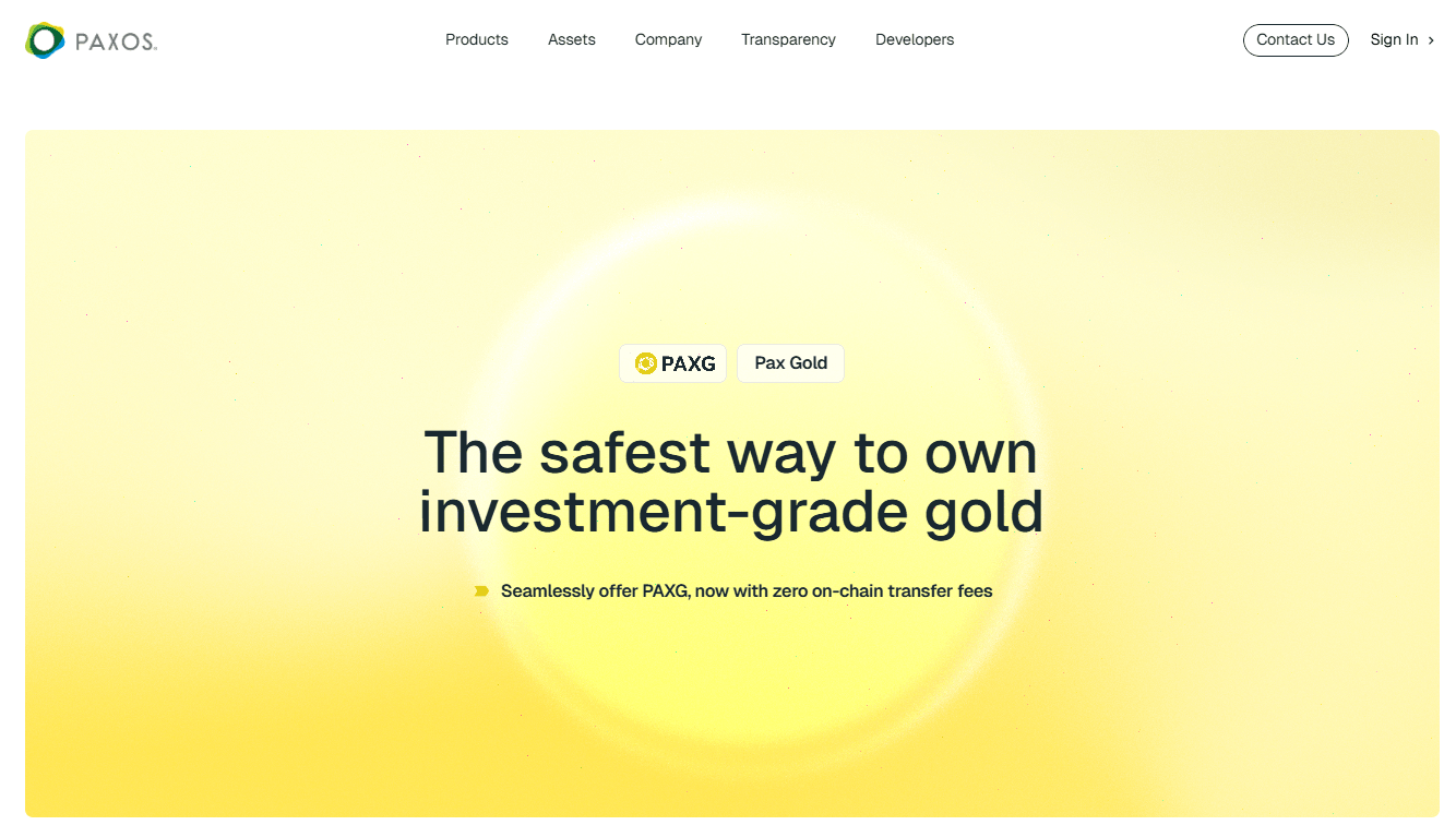 PAX Gold Homepage