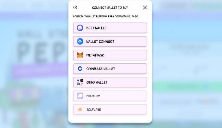 Cómo comprar Wall Street Pepe a través de Best Wallet
