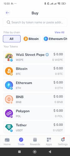 Paso para recargar saldo en Best Wallet y comprar Wall Street Pepe