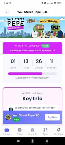 Captura de pantalla del último paso para adquirir WEPE a través de Best Wallet