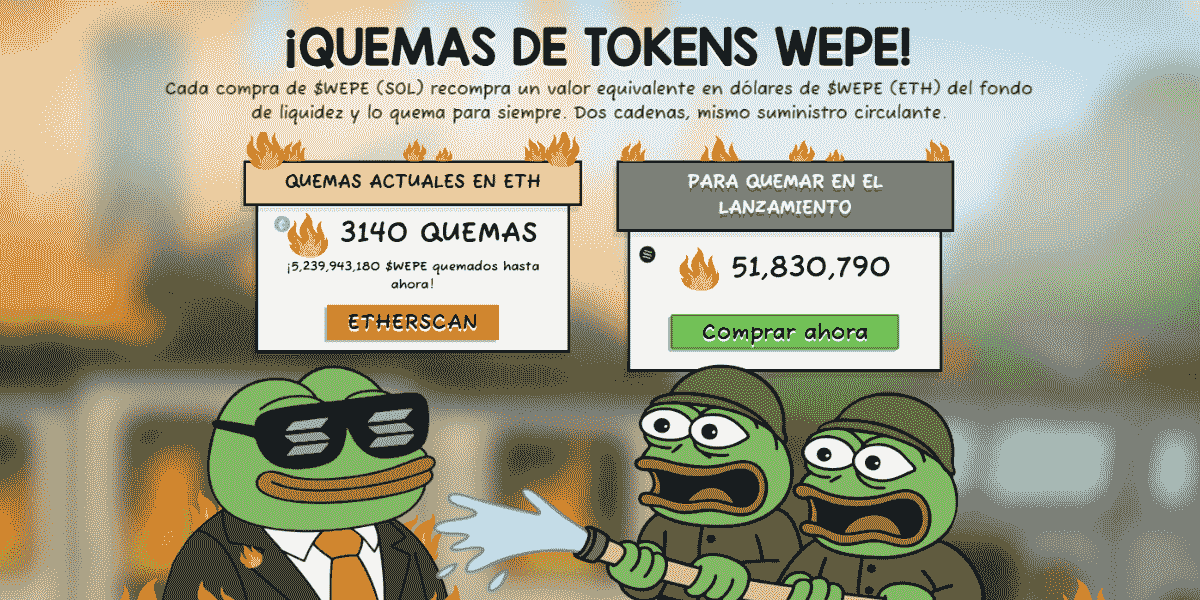 Captura con recuento de quema de tokens WEPE