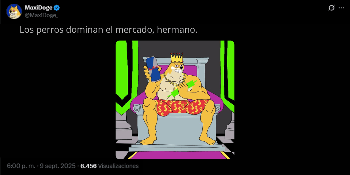 Post en X de Maxi Doge con mancuernas