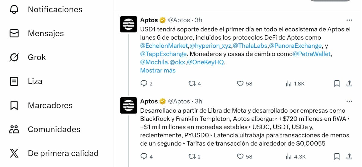 WLFI se ha asociado con Aptos, lo que mejorará las opciones de USD1